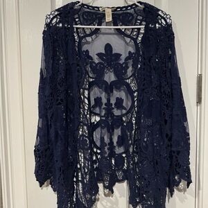 Indigo Thread Co. Navy Lace Cardigan